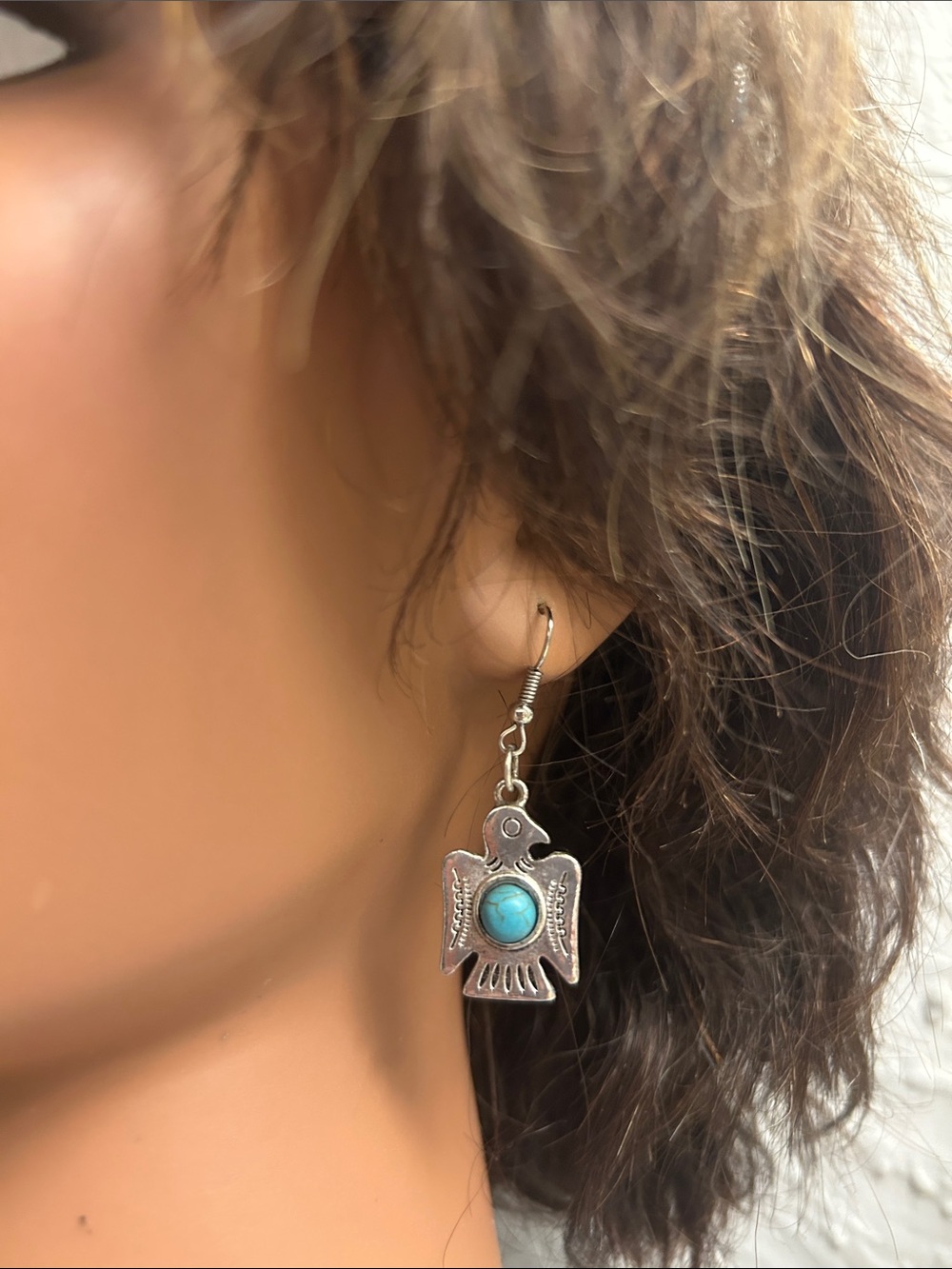 Unbranded Thunderbird Earrings in silver with Faux Turquoise